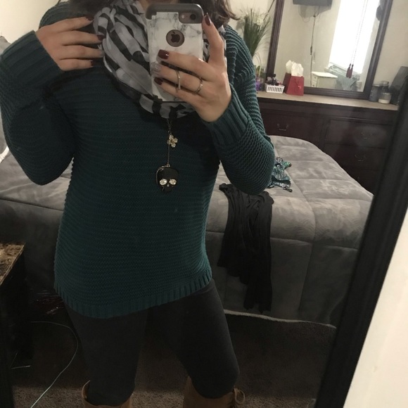 EUC LA Hearts Teal Knit Sweater - Picture 4 of 6